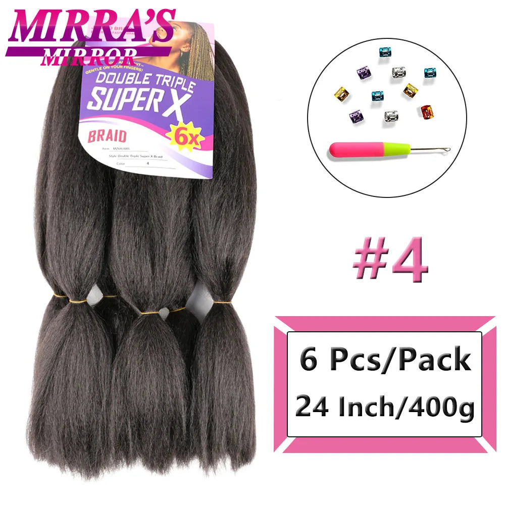 Jumbo Box Braids 400 Gramas Large YAKI Texture 6X Synthetic Braiding Hair  Pre-stretched African Braid Extensions Mirra's Mirror