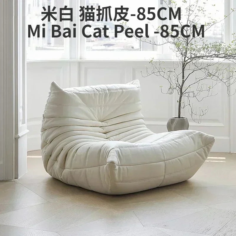 Single Casual Sofa Chair with Cat Scratch Leather Nordic Togo Lazy Caterpillar Sofa Bedroom Living Room Balcony Suede Sofa
