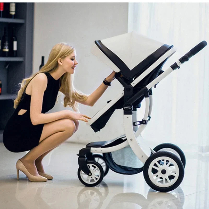 Portable Luxury Baby Stroller Two-in-one Baby Stroller,Lightweight and Foldable High-view Baby Stroller  Adjustable Armrests