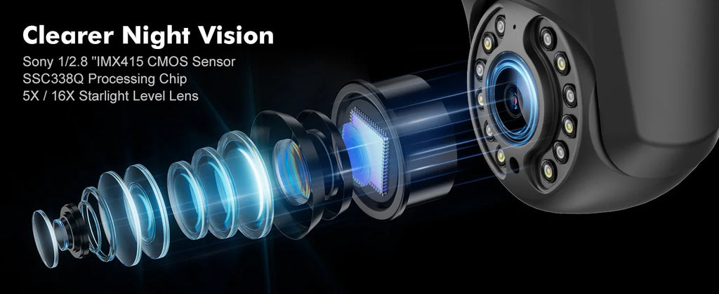 Ctronics Real 4K 8MP Surveillance Camera WiFi 5G Outdoor 360 16X 5X Optical Zoom Security Camera UHD Night Vision Auto Tracking