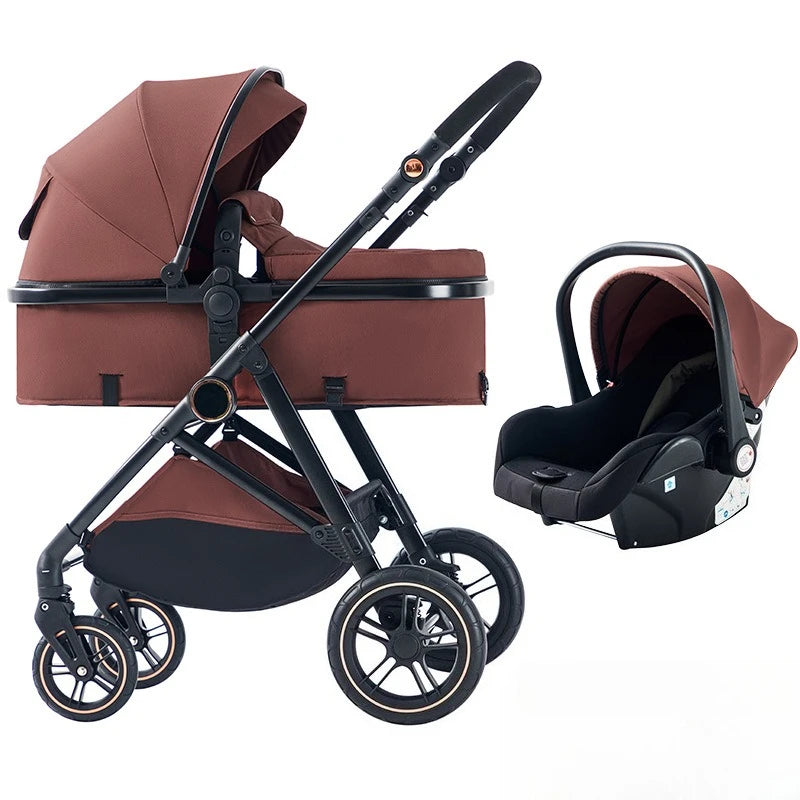 2025 New High-view Four-wheel Baby Stroller Can Sit, Lie, Fold, Two-way Lightweight Baby Newborn Three-in-one Stroller