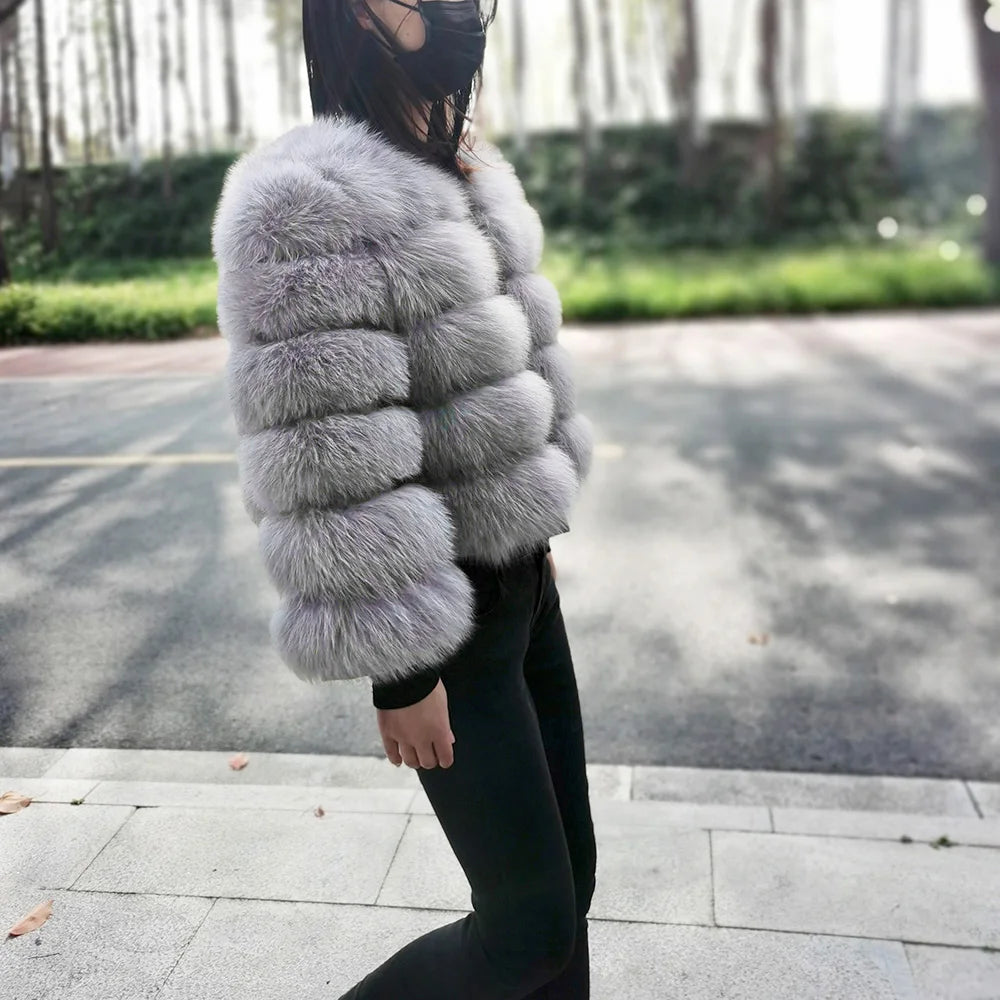 2025 MAOMAOKONG Natural Real Fox Fur Coat Women's Jackets Winter Furry Vest Luxury Beige Khaki Short Leather Female Clothing