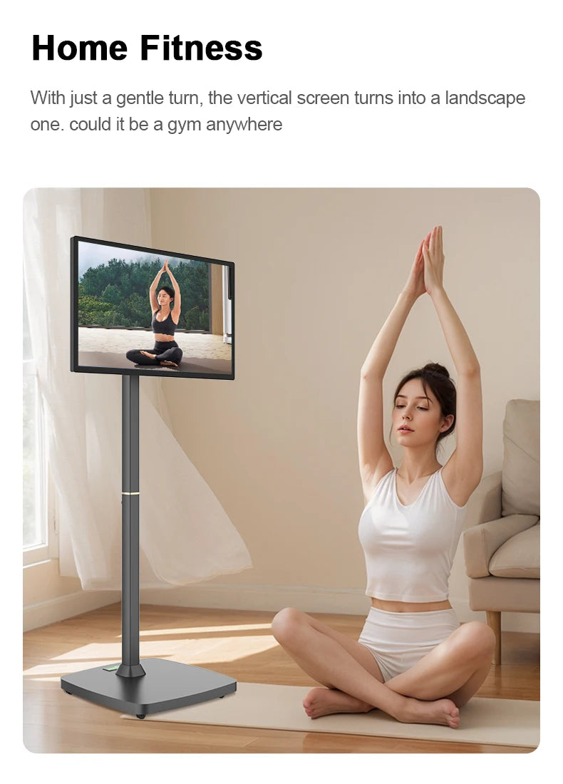 32 Inch Movable With Stand Smart Home Business TV Wireless Smart TV With Rotating Wheels Touch Screen Portable TV﻿