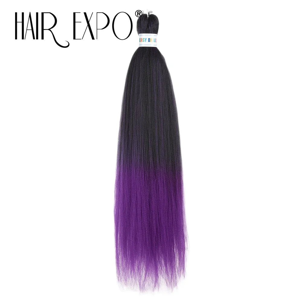 26Inch Easy Braids Hair Synthetic Colourful Pre Stretched Braiding Hair Extensions Jumbo Braids Ombre Yaki Long Straight Hair