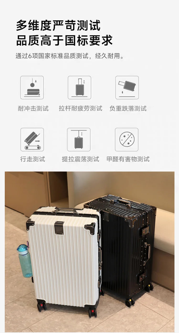 Luggage Suitcase Aluminum Frame 20 Trolley Case Universal Wheels 24 Female Male Students 26 Durable Password 28inch Leather Case
