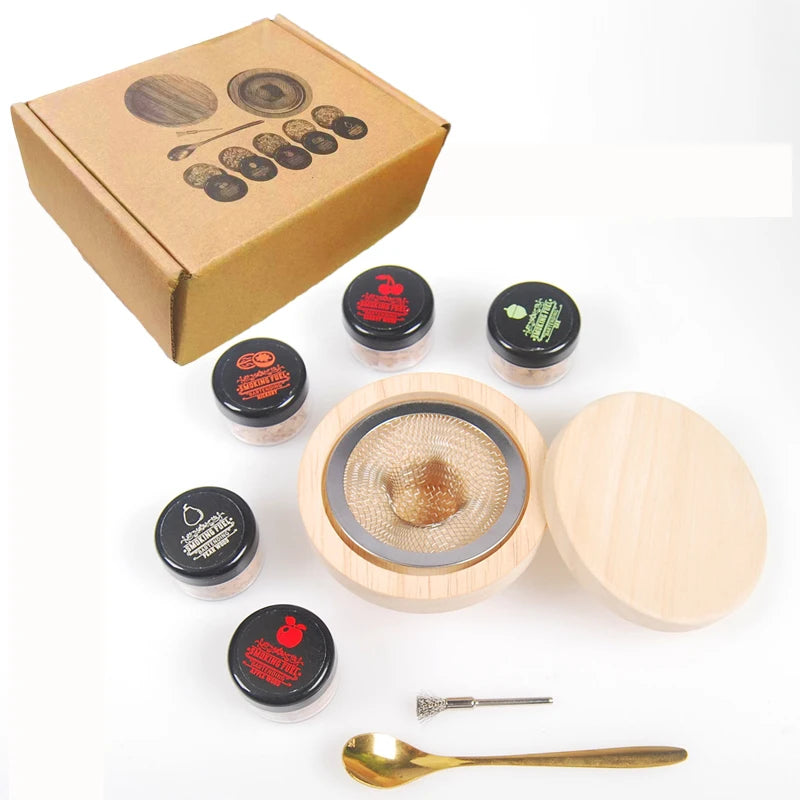 Glass Top Smoker Cocktail Smoker Kit With 4PCS Wood Chips Bartender Accessories For Whiskey Drinks Smoking Gift Kit for Men