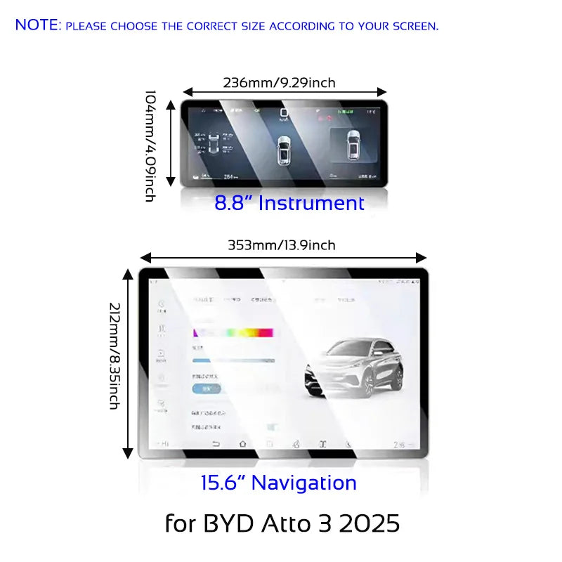 Tempered Glass Screen Protector – BYD Atto 3 / Yuan Plus (2022–2025)