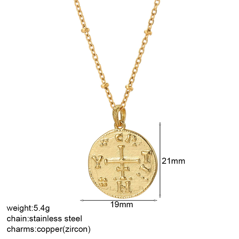 Vintage Gold Coin Pendant Necklace | Adjustable Portrait Chain for Women