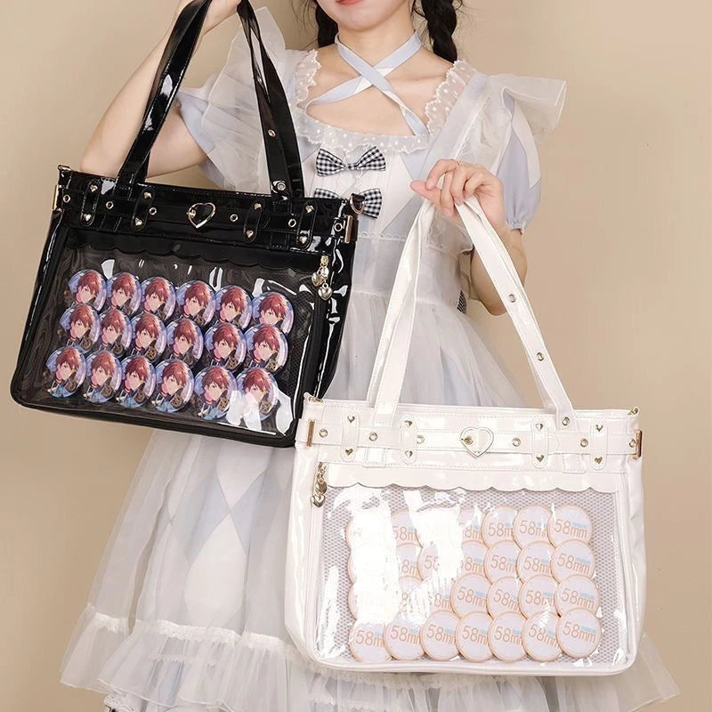 New Original Spicy Girl Cool Ita Bag Large Capacity Transparent Pain Layer Crossbody Bag Love Chain Ulzzang Shoulder Bag Handbag