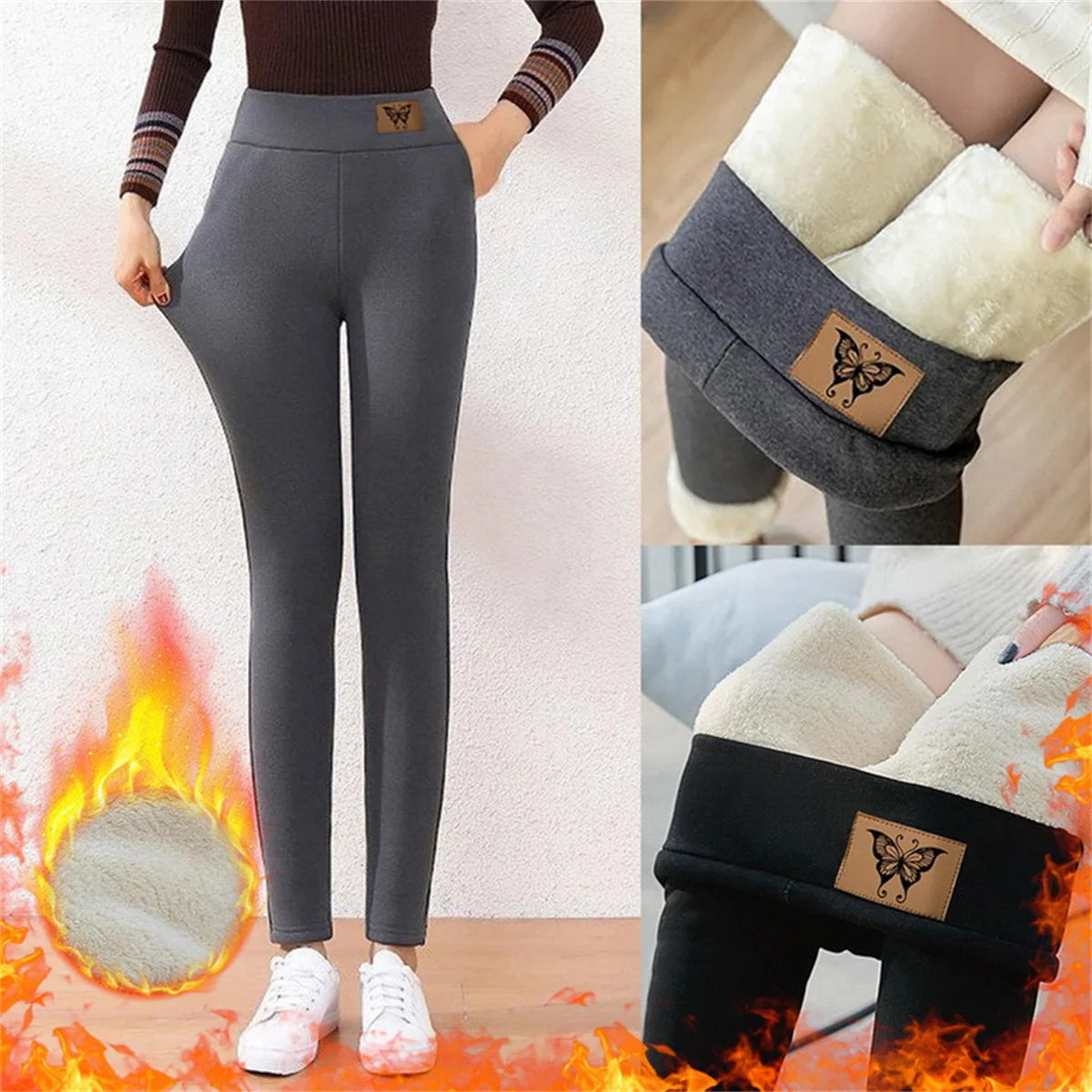 High-Waist Fleece-Lined Thermal Leggings – Warm & Butt-Lift Fit