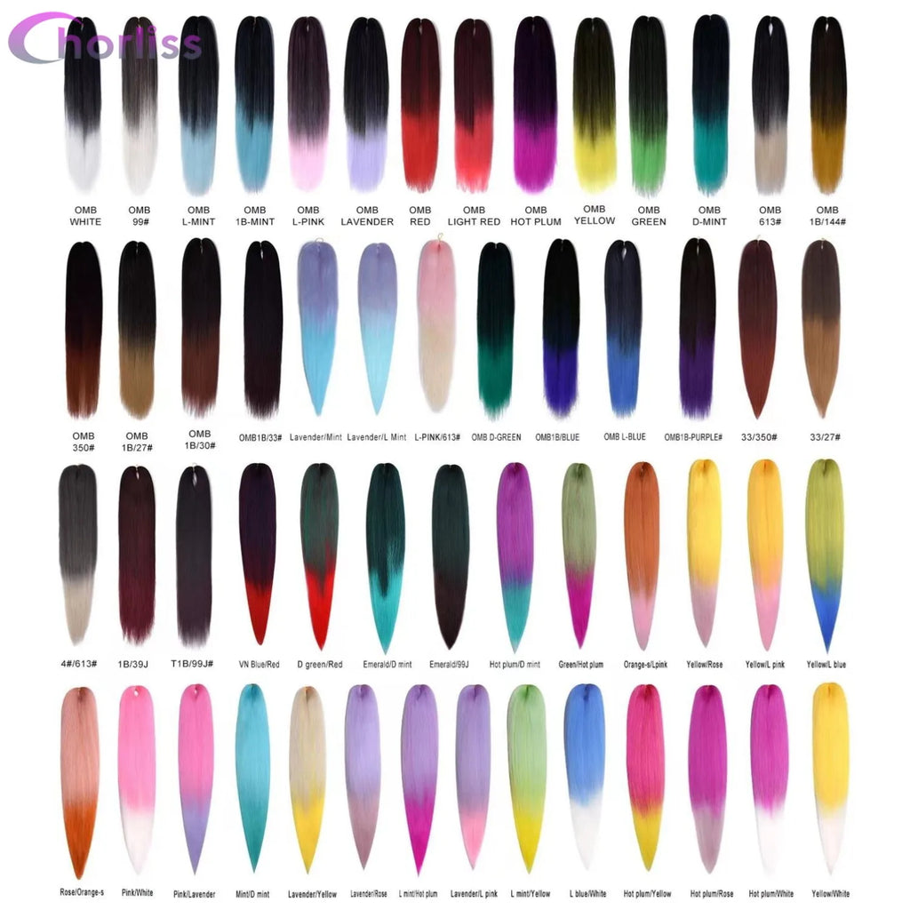 Chorliss Pre-Stretched Jumbo Braids — 24"/26" Synthetic Yaki Ombre (80–90 g, 105 Colors)