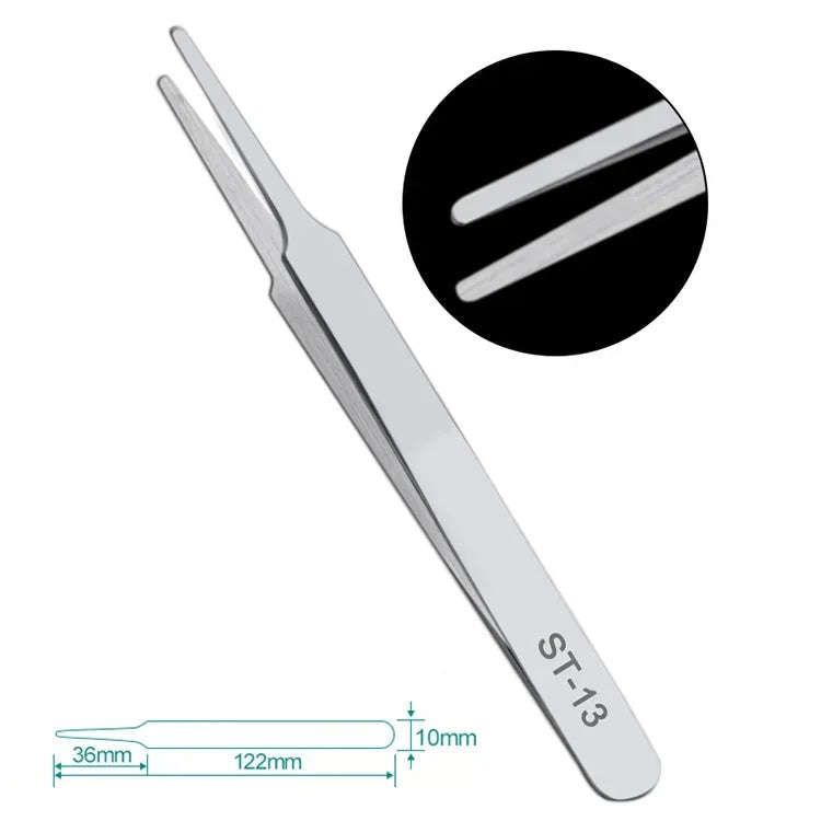 Stainless Steel Anti-static ESD Stainless Steel Tweezers Maintenance Industrial Precision Curved Straight Tweezers Repair Tool