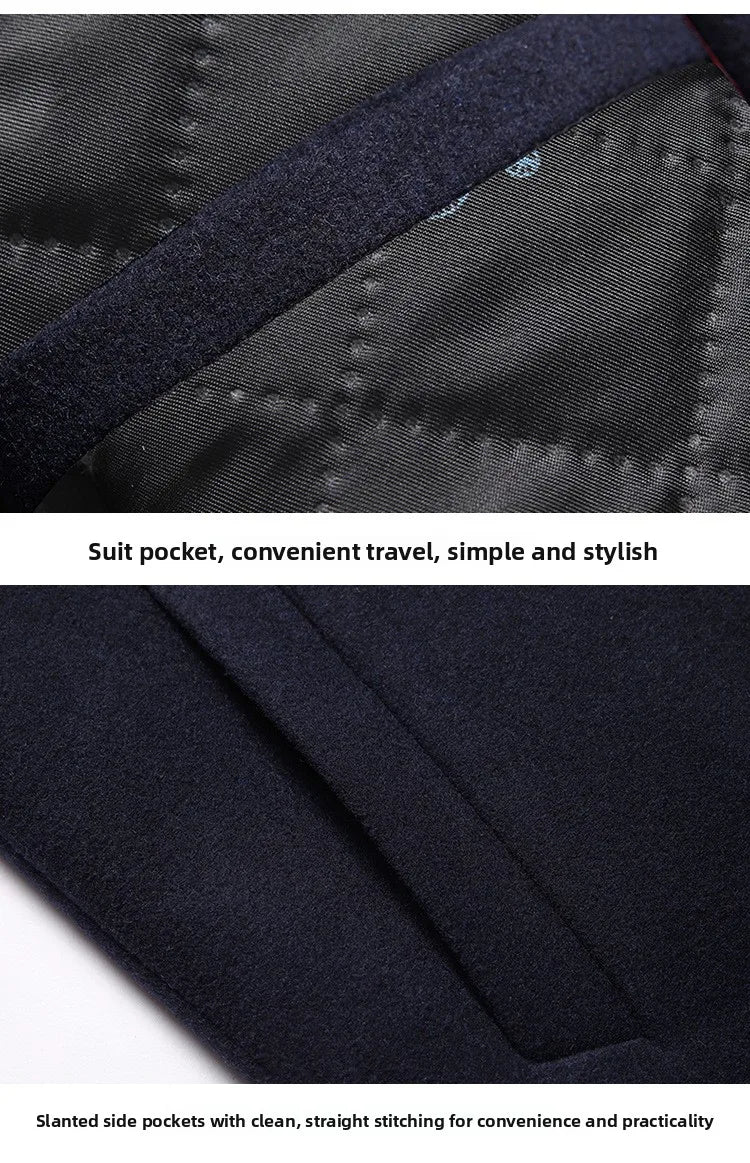 2025 Autumn/Winter New Lapel Woolen Coat for Men, Slim Fit, Korean Style, Mid-Length Coat for Young and Middle-Aged Men