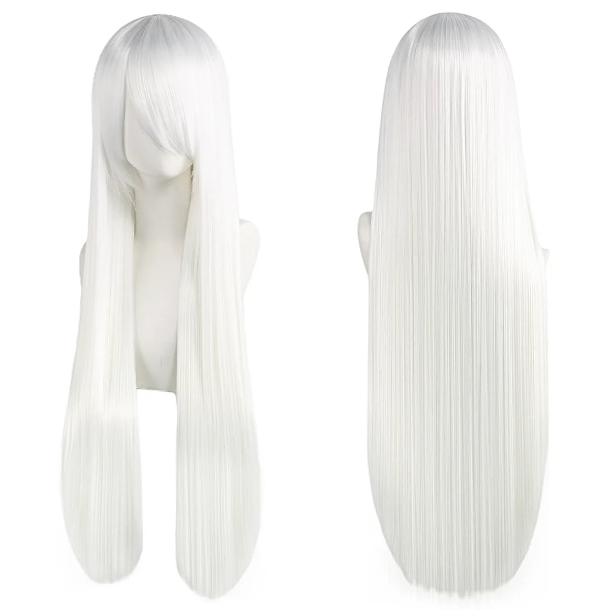 80cm Long Synthetic White Purple Cosplay Wigs Green Hair Straight Silver Wig Pink Hairpiece Lolita Wig with Bangs