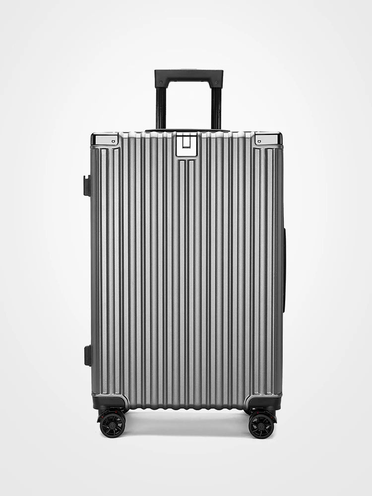 Sturdy Suitcase Aluminum Frame Trolley Case 20 Male and Female Students Universal Wheels 24 Boarding Suitcase Password Leather C