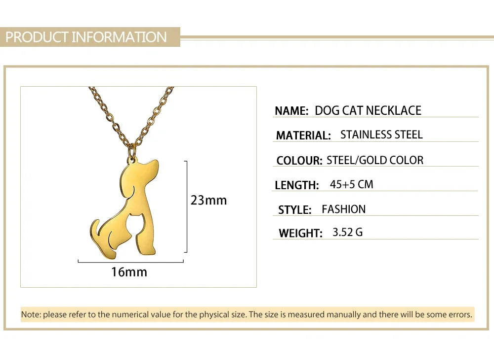 Skyrim Cat & Dog Pendant Necklace — Stainless Steel Animal Charm Jewelry