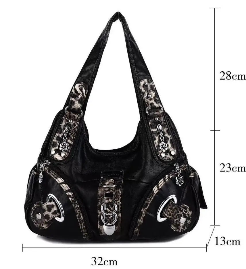 Women Handbags Leopard Bag Top-handle Handbag Fashion Satchel Dumpling Pack Shoulder Bag Tote Bag Hobos Large Purse