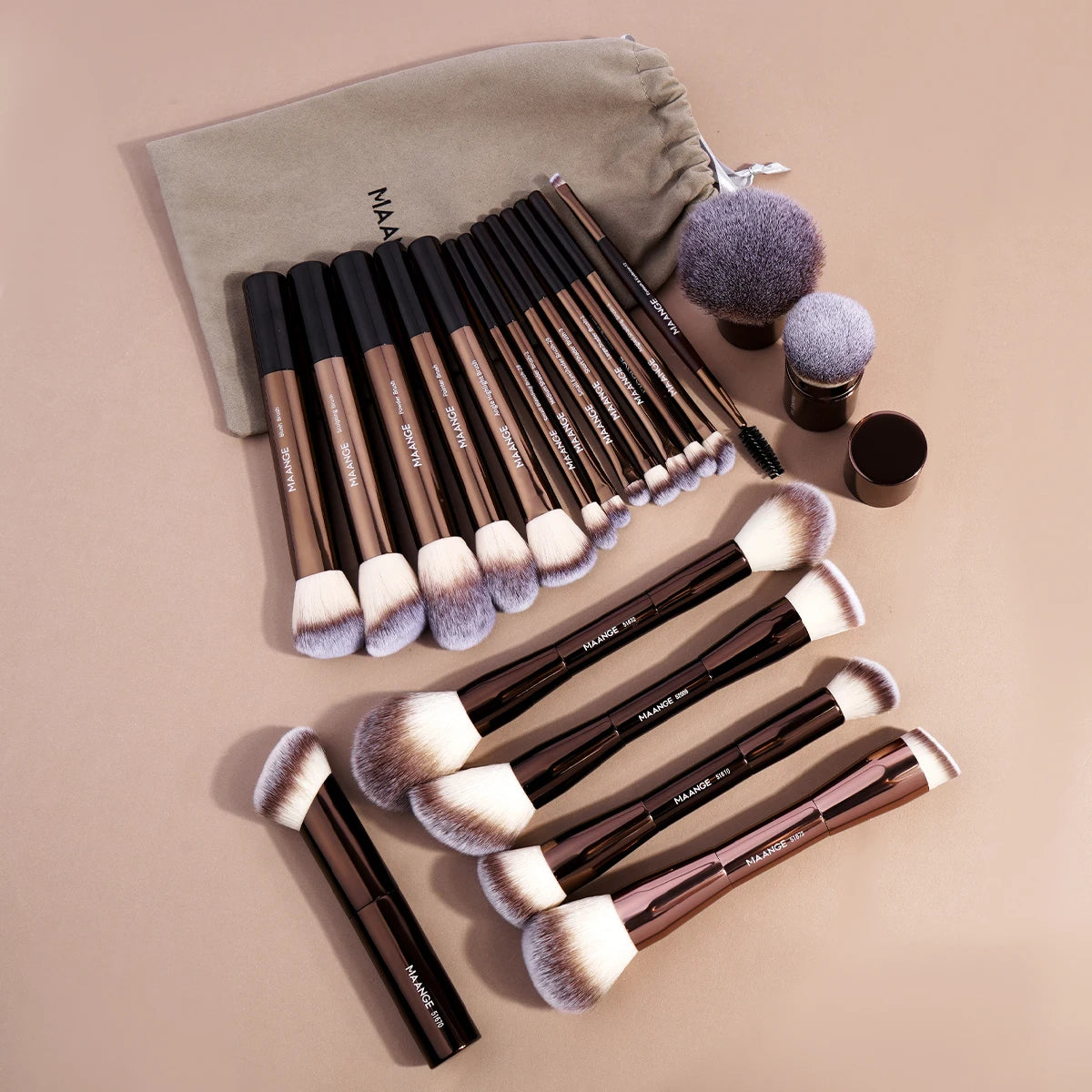 MAANGE 20-Piece Makeup Brush Set with Bag – Soft Synthetic Fluffy Brushes