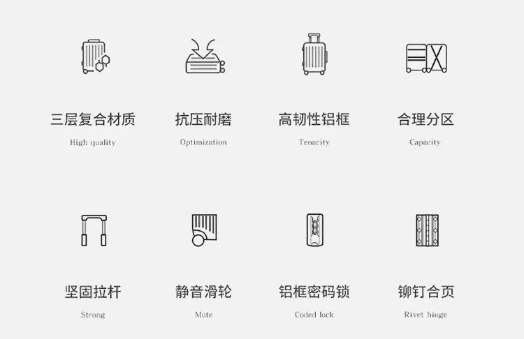 Luggage Suitcase Aluminum Frame 20 Trolley Case Universal Wheels 24 Female Male Students 26 Durable Password 28inch Leather Case