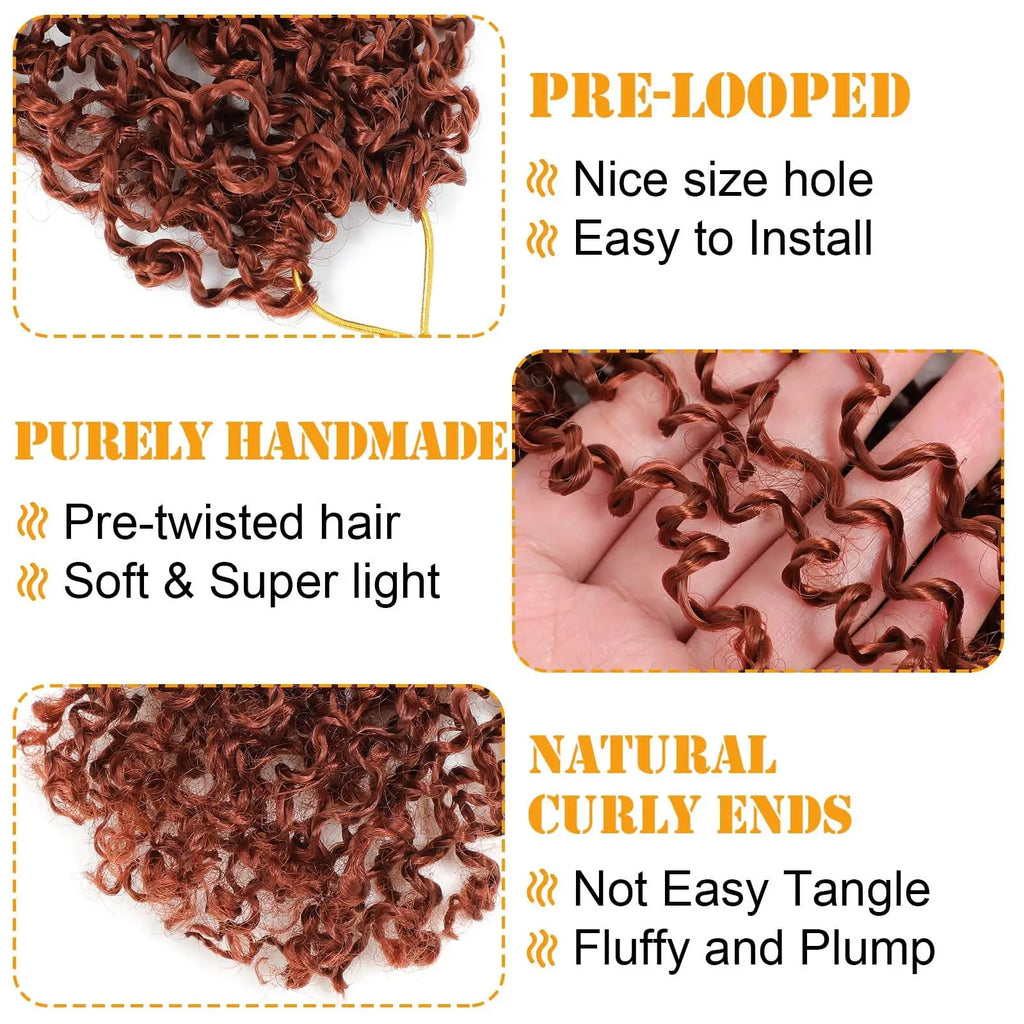 8" Yanky Twist Crochet Hair Ombre Brown Spring Twist Hair Senegalese Twist Crochet Hair with Curly Ends Synthetic Crochet Braids