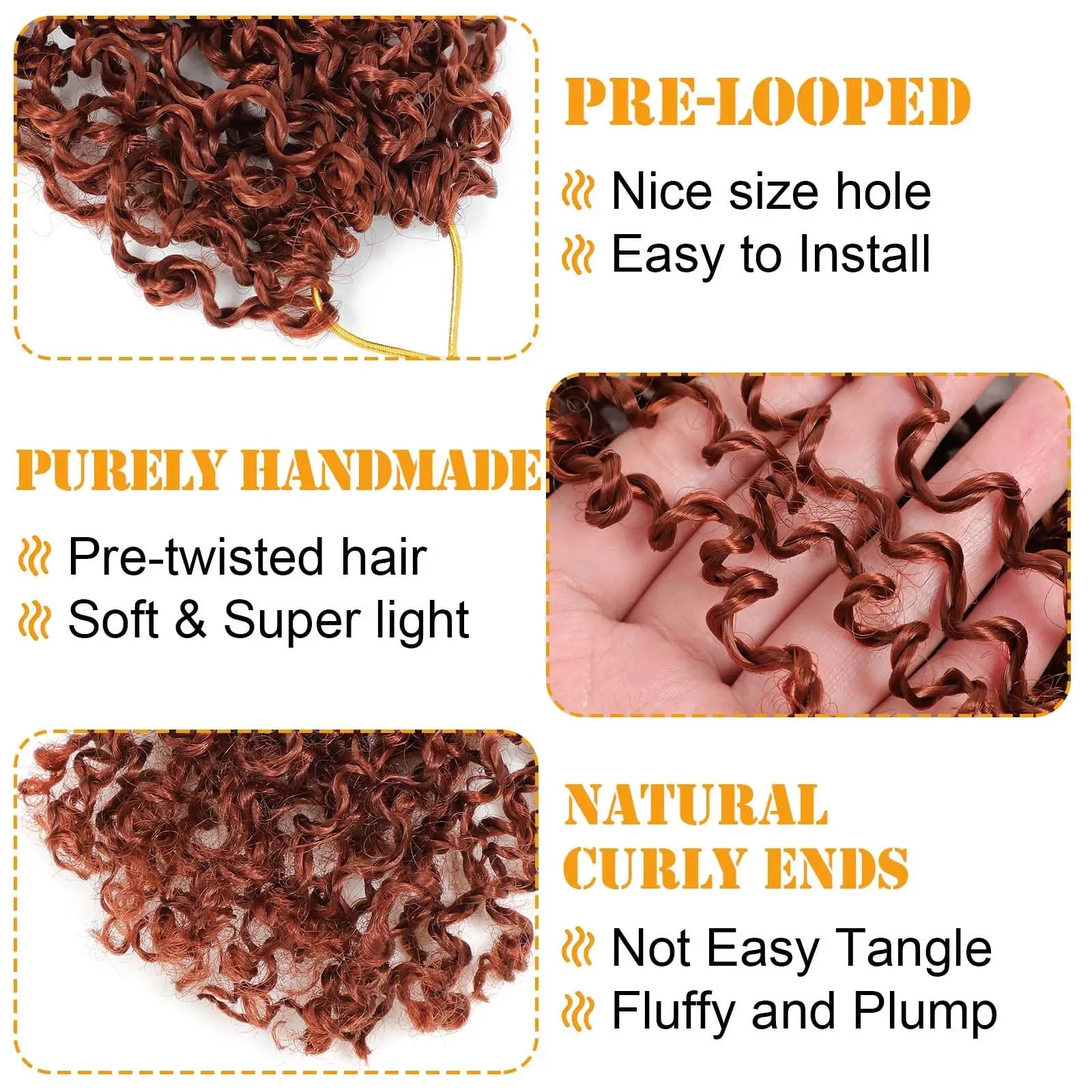 8" Yanky Twist Crochet Hair Ombre Brown Spring Twist Hair Senegalese Twist Crochet Hair with Curly Ends Synthetic Crochet Braids
