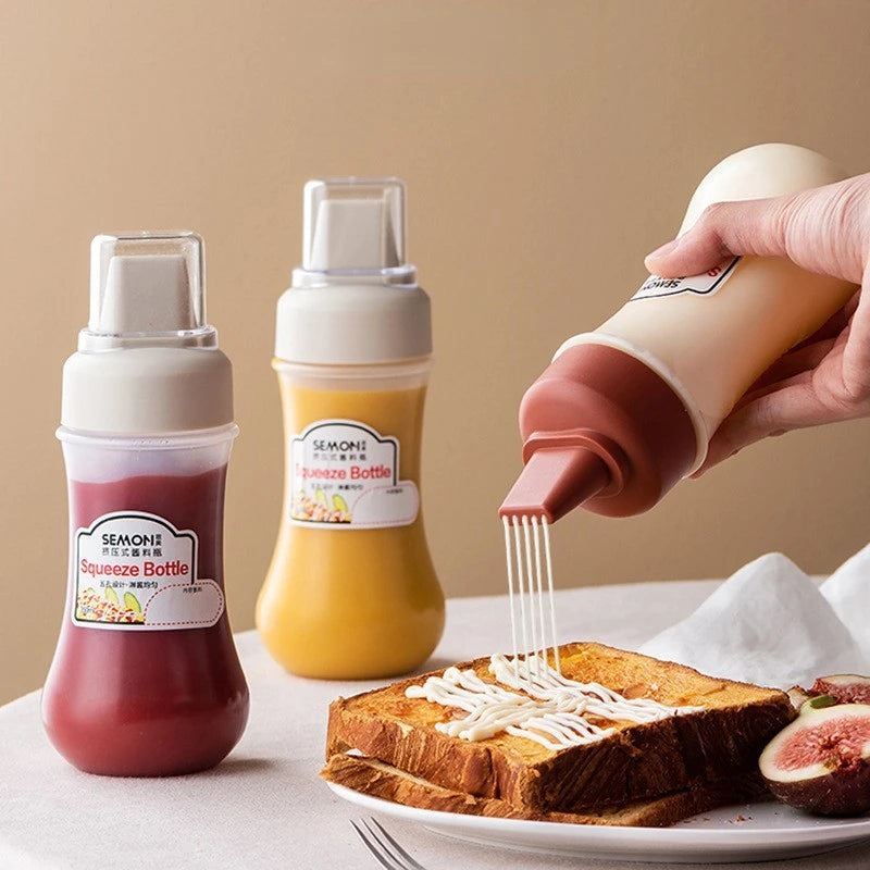 Porous Squeeze Sauce Bottle 350ML Tomato Honey Salad Dressing Container Kitchen Condiment Dispenser for Ketchup BBQ Sauces Oil