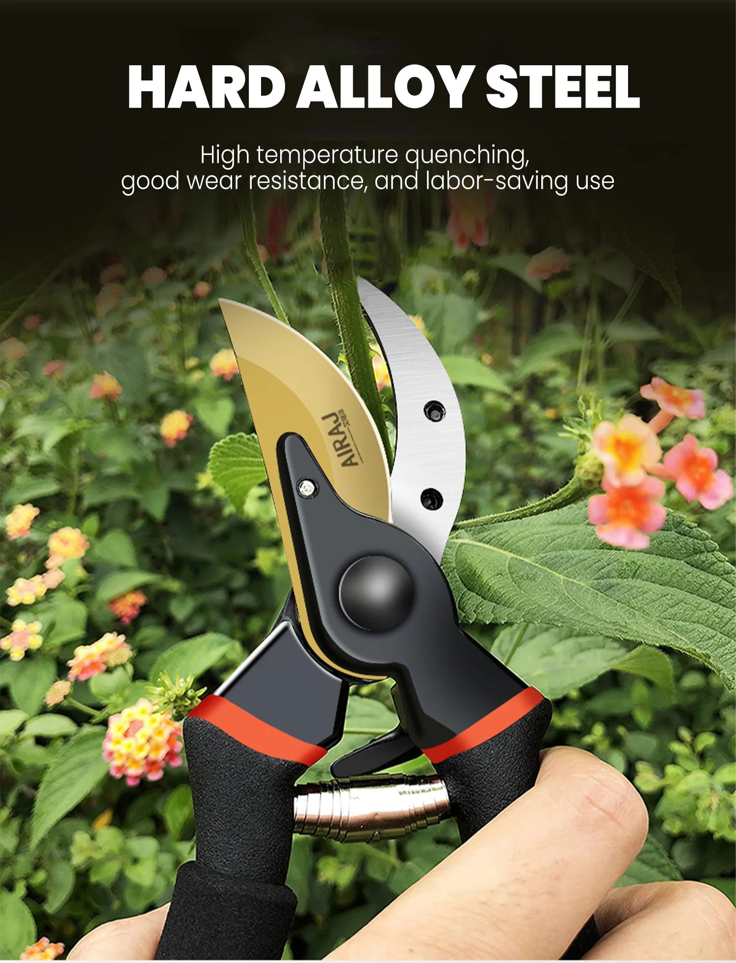 AIRAJ Bypass Pruning Shears – Heavy-Duty Ultra-Sharp Hand Pruners