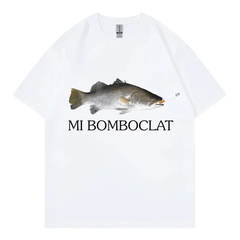 Funny Bomboclat Fish Meme T-shirt High Street Fashion Trend Y2k Short Sleeve T-shirts Women Harajuku Vintage Style T Shirts