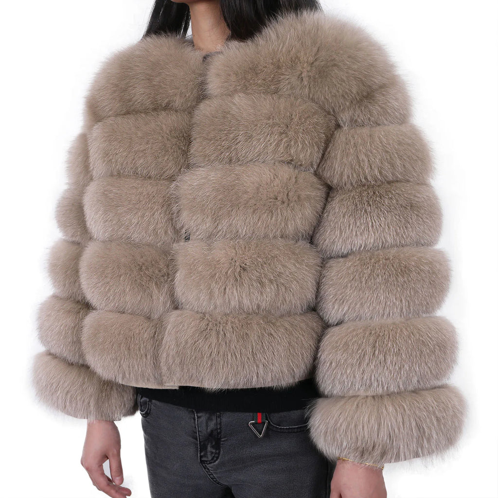 2025 MAOMAOKONG Natural Real Fox Fur Coat Women's Jackets Winter Furry Vest Luxury Beige Khaki Short Leather Female Clothing