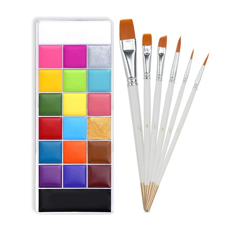 20 Color Sfx Children's Adult Painting Set Halloween Party Makeup Fancy Dress Beauty Palette Face Body Painting Oil and Brush
