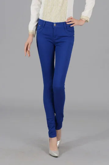 Women Color Pants Tapered Leg  Skinny Stretch Slim Jeans Skinny Trousers  Pockets  for Daily ouc073