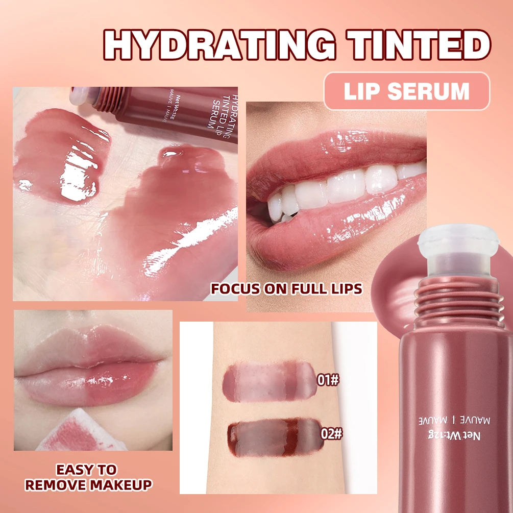 Nude Brown Plumping Lip Gloss Moisturising Colored Lip Oil Transparent Fullness Lips Tint Soft Tube Make Up Beauty Lips Care 12g