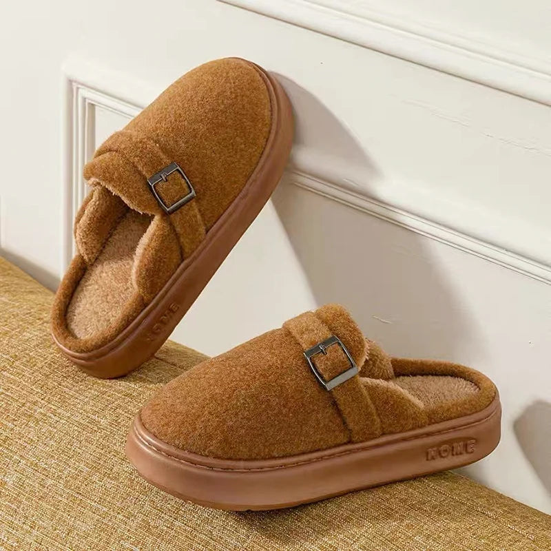 Winter Women's Slippers Home Plush Luxury Designer Woman Shoes Indoor Fluffy Fashion Platform Fuzzy Fur Slides Elegant Flat Soft