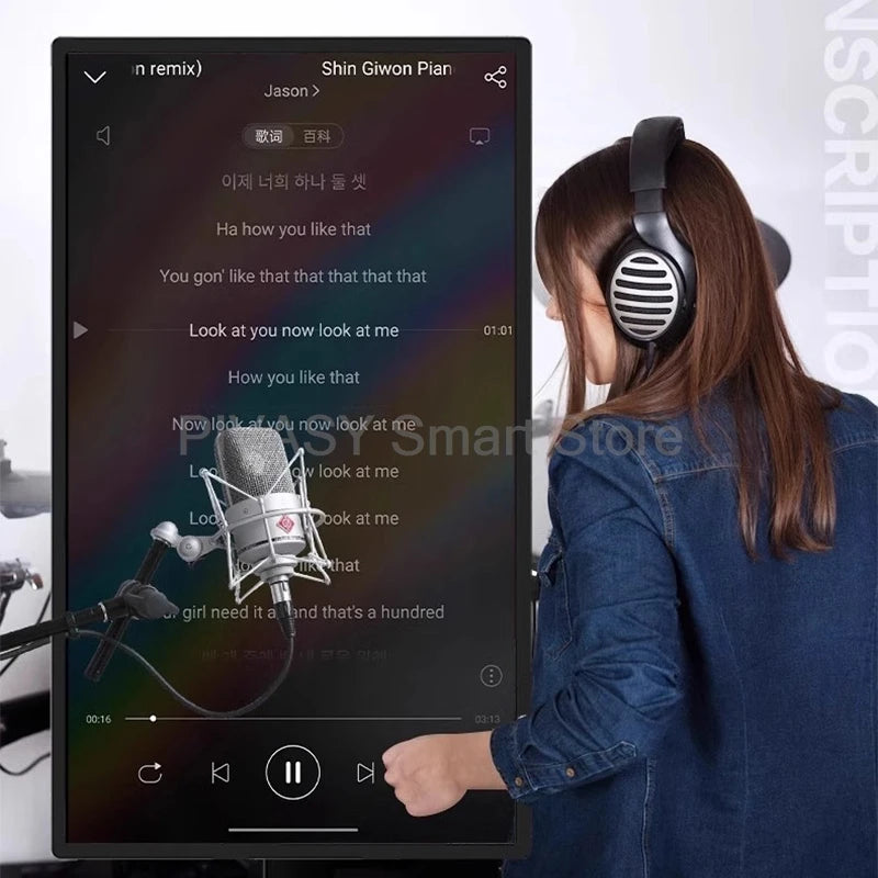 Touch Screen 32 Inch Smart TV Broadcast Live Device Rotatable Movable Monitor for Fitness Gaming interactive with Floor Stand