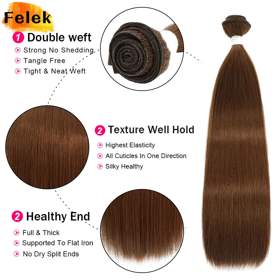 1Pc Straight Hair Bundles Synthetic Natural Hair Weaving 613 Blonde Bundle Hair Extensions Ombre Red Brown Weave Long Fiber Hair