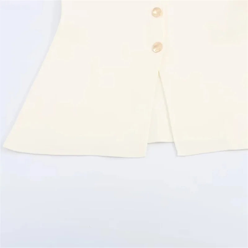 MUJER 2025 Woman Knit Vest Top Female Button Sleeveless Vests for Women Summer Knitted Women's Tailored Vest Elegant Woman Coat