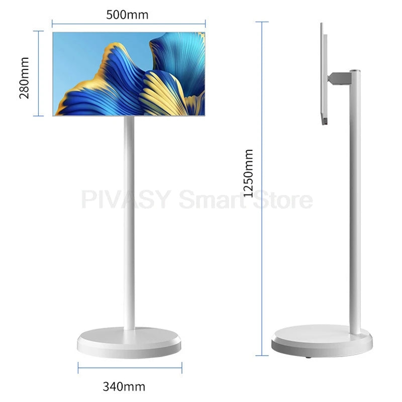 21.5 Inch Tablet Smart TV on Wheeled Stand Android 11 6000mAh Battery Inbuilt 8-core Rotatable Screen Movable for Outdoor Live