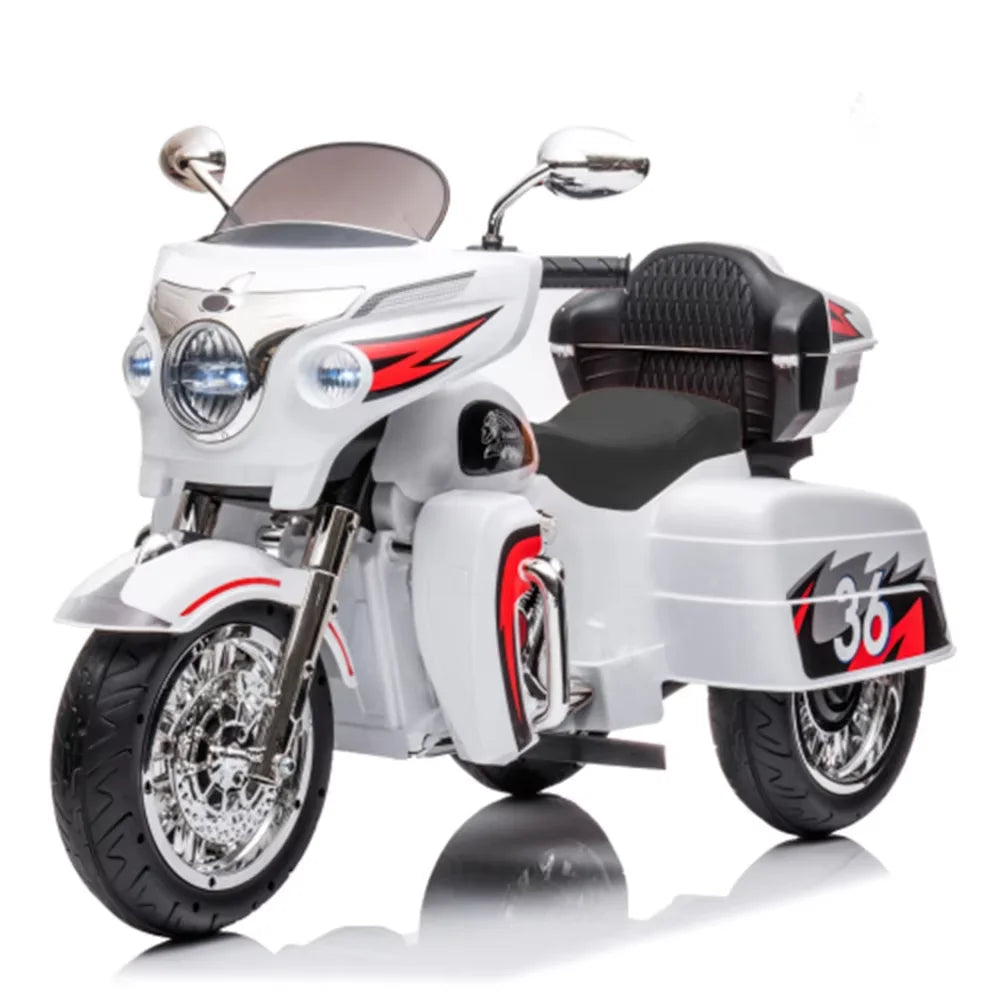 12V Dual-Seat Kids Electric Ride-On Motorcycle | 3-Wheel Motorbike with Key Start, Headlights & Storage Box
