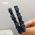 New Fashion Sparkling Crystal Stone Braided Hair Clips 6 Flower Hair Accessory For Women Girls