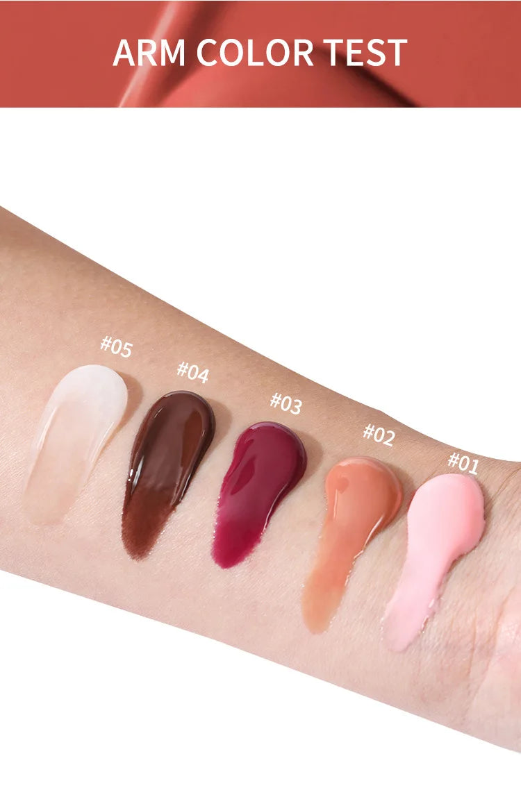 1pcs Soft Tube Mirror Lip Gloss Lip Oil Nude Brown Plumping Lip Gloss Moisturising Transparent Lipgloss Beauty Cosmetics Makeup