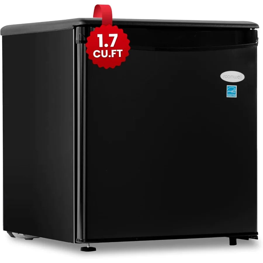 E-Star 1.7 Cu Ft Mini Fridge for Office Compact Black Small Refrigerator Without Freezer Automatic Defrost With Integrated Door
