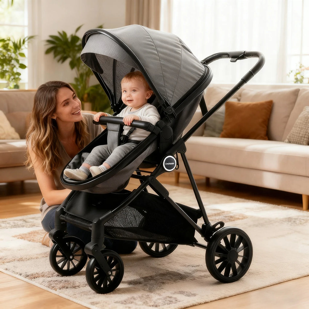 High-view baby stroller, 2-in-1 newborn stroller, foldable outdoor camping vehicle, bidirectional push, Christmas gift