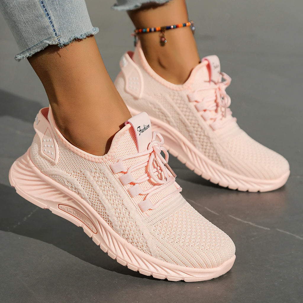 Women’s Casual Fly-Weaving Sneakers (SA1806) — Lightweight, Breathable Lace-Up | Fall 2025 Trend