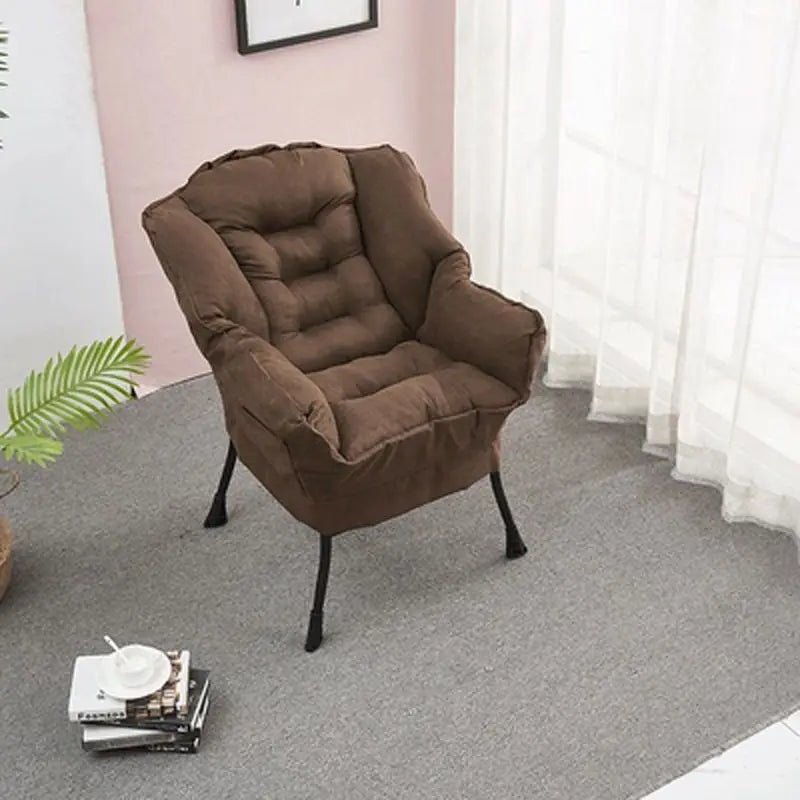 Costway Modern Polyester Fabric Lazy Chair Single Sofa Chair W Side Pocket Beige