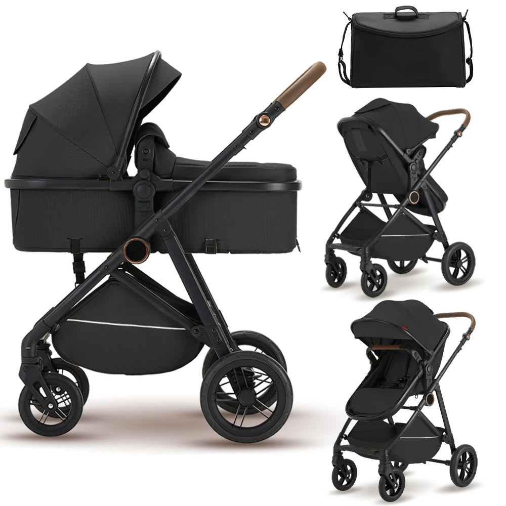 Baby 2 in 1 Baby Stroller Pushchair High Landscape Reversible Foldable Portable Stroller Newborn Pram