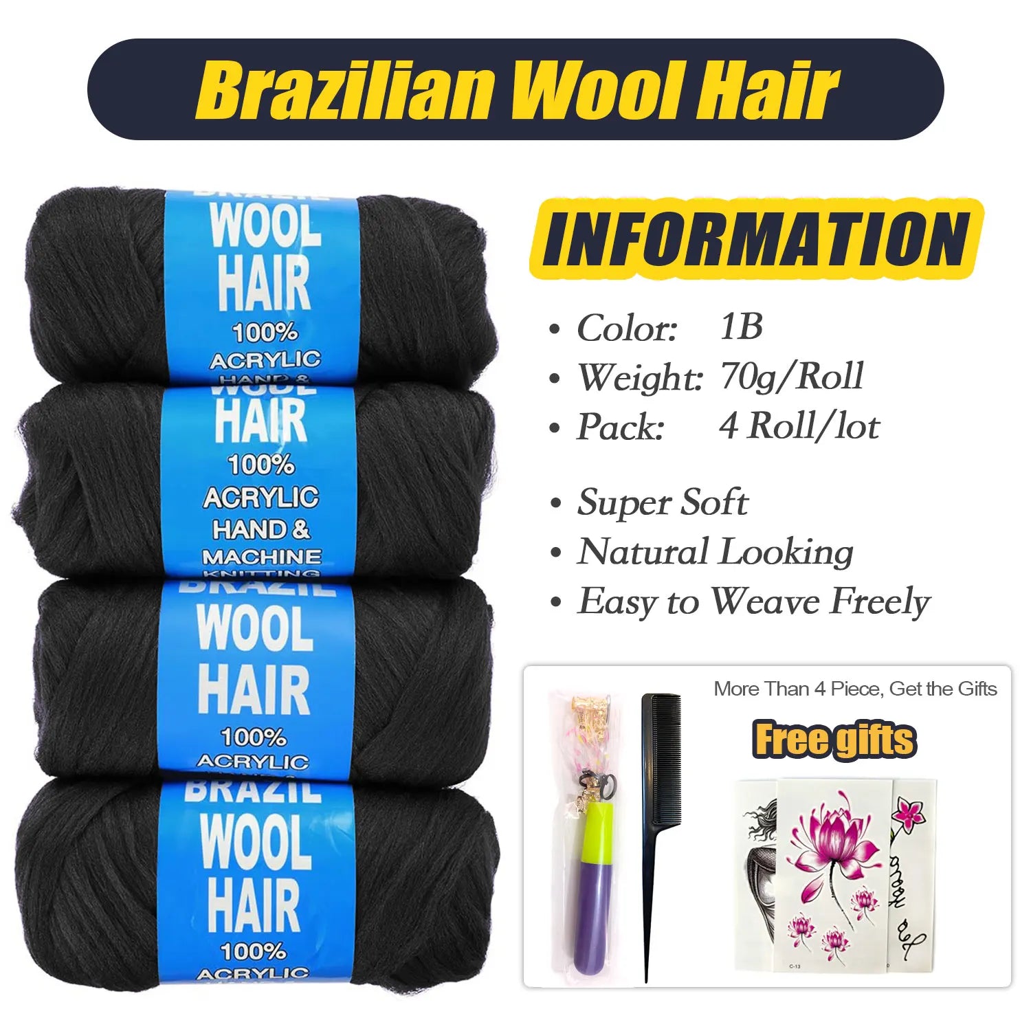 Wigundle For Braiding 70g per bundle Brazilian wool hair flame retardant synthetic fiber for box braids Senegalese Twist Braids