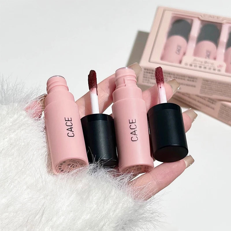 QiBest Matte Nude Lip Mud Set – 3-Piece Long-Lasting Liquid Lip Kit