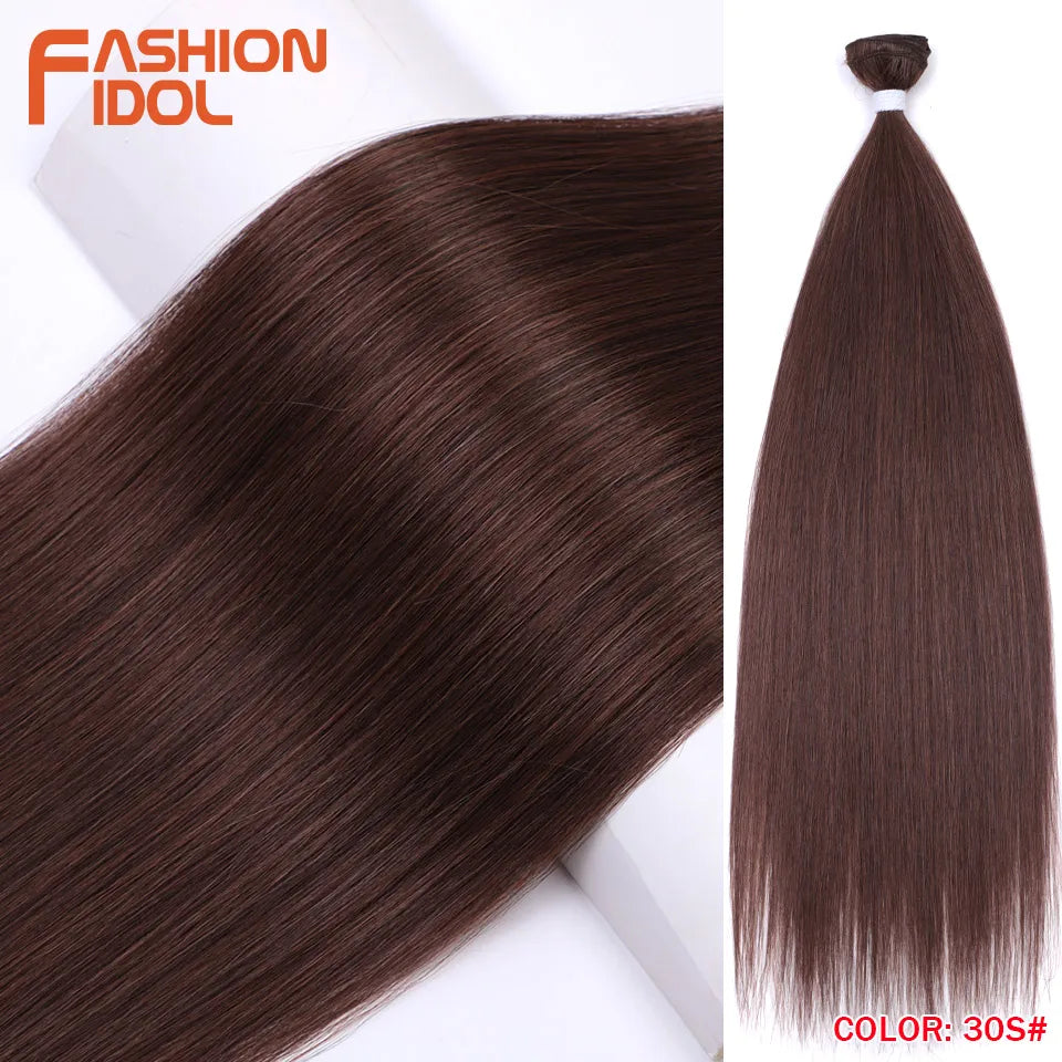 Bone Straight Hair Extensions Ombre Blonde Hair Bundles Super Long Hair Synthetic 24 Inch Straight Hair Full to End FASHION IDOL