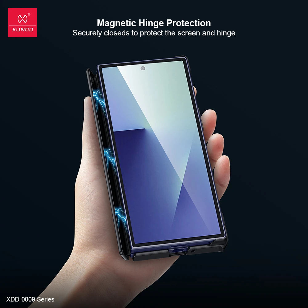 Xundd For Samsung Galaxy Z Fold 7 Case ,Airbag Shockproof Shell with Automatic Springback Hinge Protection Upgrade Half Case