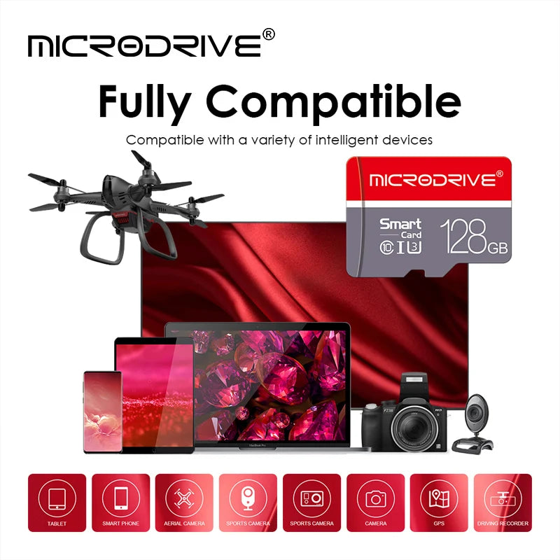 MicroDrive High-Speed microSD Card (16–256GB, C10/A1/U3, V10)